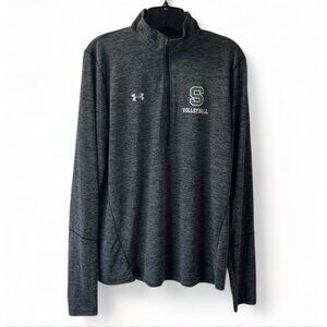 Under Armour Gray Quarter-Zip Pullover S Logo Volleyball HeatGear Loose Fit XL